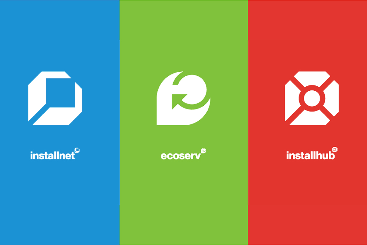 Installnet, Ecoserv, and Installhub brand identities